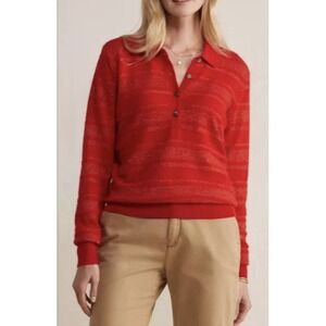 Women's VINEYARD VINES 100% Cashmere Red Shine Stripe Polo- MSRP $268 Size XXS